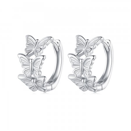 Pandora Style Butterfly Hoop Earrings - BSE908
