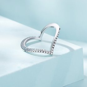 Pandora Style Heart Wishbone Ring - SCR856