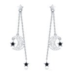 Silver Starlight Moon Hanging Earrings - PANDORA Style - SCE528