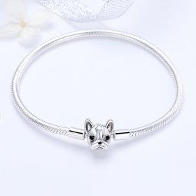Silver Cute Bulldog Chain Bracelet - PANDORA Style - SCB075