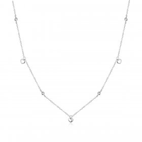 Pandora Style Silver Necklace, Heart Shape, Enamel - SCN417