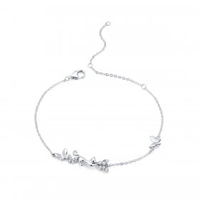 Pandora Style Silver Bracelet Cat & Butterflies - SCB195