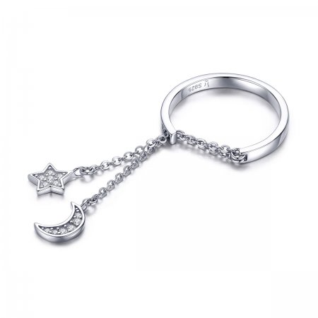 Silver Star & Moon Ring - PANDORA Style - SCR407
