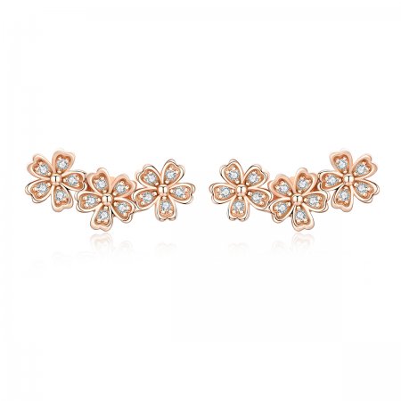 Rose Gold Contracted Daisy Stud Earrings - PANDORA Style - SCE419-C