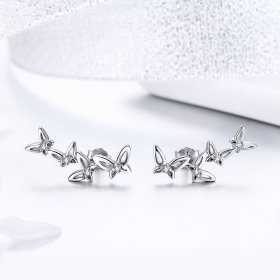 PANDORA Style Elegant Butterfly Dance Stud Earrings - BSE056