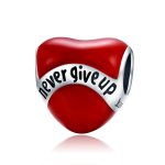 Pandora Style Silver Charm, Don'T Give Up, Red Enamel - SCC808