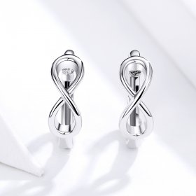 Pandora Style Silver Hoop Earrings, Infinite Love - SCE743