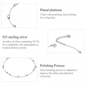 Silver Heart Chain Slider Bracelet - PANDORA Style - SCB172