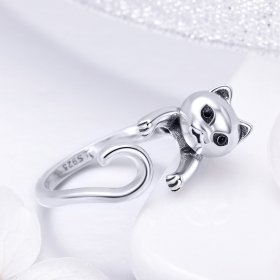 Silver Naughty Cat Ring - PANDORA Style - SCR409