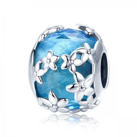 Pandora Style Silver Charm, Aquamarine Daisy\'s Confession - SCC878