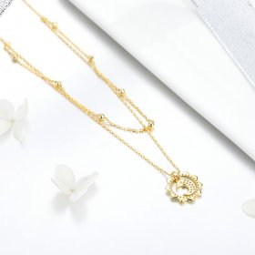 Silver Sun & Moon Necklace - PANDORA Style - SCN305