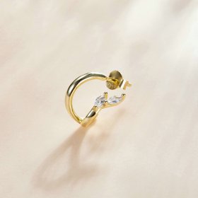 Pandora Style 18ct Gold Plated Hoop Earrings , Diamond - SCE1080