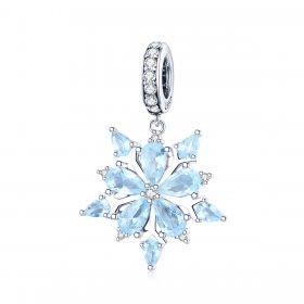 Pandora Style Silver Bangle Charm, Snowflakes - SCC940