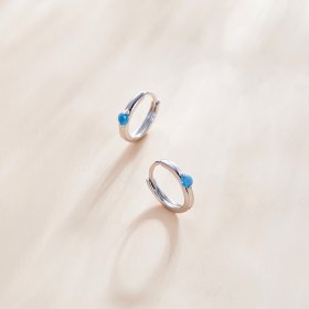 Pandora Style Silver Hoop Earrings, Ball - SCE1050-BU