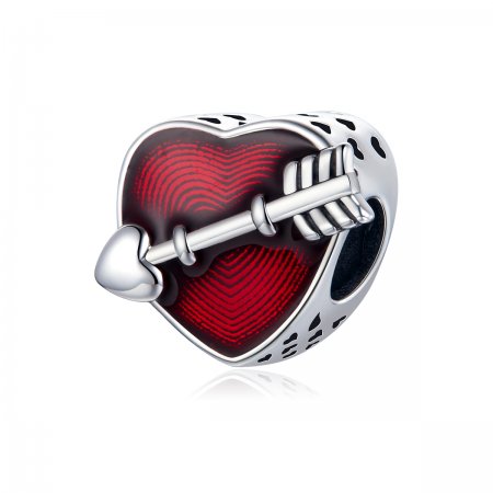 Pandora Style Silver Charm, Valentine\'s Day First Love, Red Enamel - SCC480
