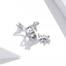 Pandora Style Silver Stud Earrings, Butterfly and Vine - SCE1158