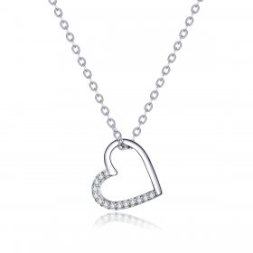 Silver Sparkle Heart Necklace - PANDORA Style - SCN347