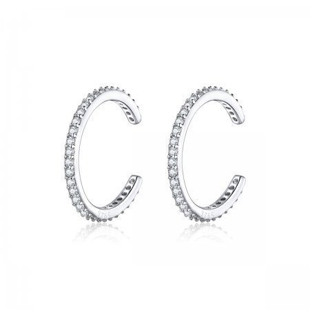 Pandora Style Silver Hoop Earrings, Simple - SCE842