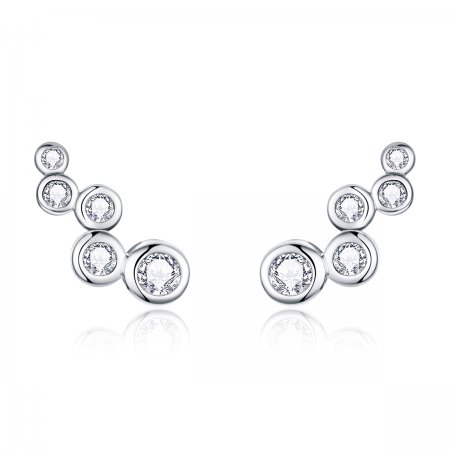 Pandora Style Silver Stud Earrings, Shiny Elegance - BSE235