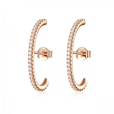 Rose Gold Elegant Radians Hoop Earrings - PANDORA Style - SCE548