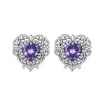 PANDORA Style Purple Zircon Heart Stud Earrings - BSE695