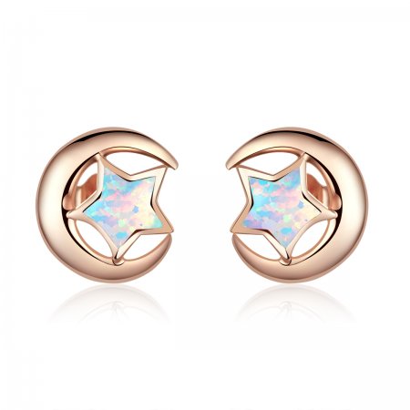 PANDORA Style Opal Moon Stud Earrings - SCE816-C