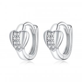 Pandora Style Silver Hoop Earrings, Bright Love - SCE1109