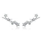 Pandora Style Silver Stud Earrings, Stars and Moon - SCE926