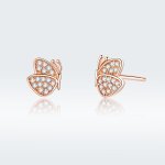 Pandora Style Rose Gold Stud Earrings, Butterfly - SCE776