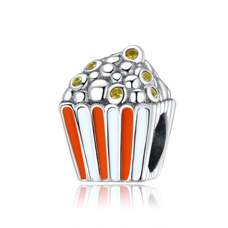Pandora Style Silver Charm, Colorful Popcorn, Multicolor Enamel - SCC1596