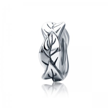Pandora Style Silver Spacer Charm, White Leaves - SCC597