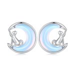 Pandora-style Moon Cat Studs Earrings - BSE913