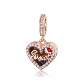 Pandora Style Rose Gold Dangle Charm, Chocolate Gift Box - SCC1670