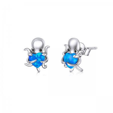 Pandora Style Silver Stud Earrings, Lovely Octopus - SCE881