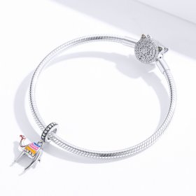 Pandora Style Silver Dangle Charm, Camel, Multicolor Enamel - SCC1376