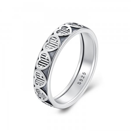 Pandora Style Heart Shape Embossed Ring - SCR964