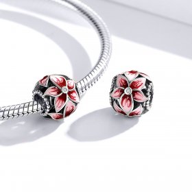 Pandora Style Silver Charm, Blooming Flower, Multicolor Enamel - SCC1707