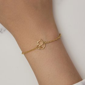 Pandora Style Cute Cat Gold Plated Bracelet - SCB102-B