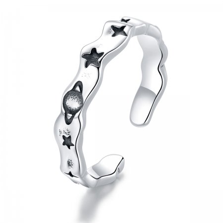 Pandora Style Silver Open Ring, Celestial Stars - SCR678