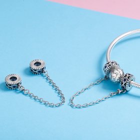 Pandora Style Silver Safety Chain Charm, Devil's Eye - SCC617