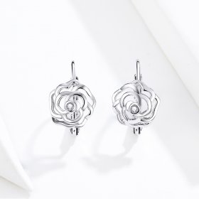 Pandora Style Silver Hoop Earrings, Rose - SCE745