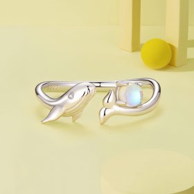 beautifully crafted Pandora Style Whale Open Ring - BSR473-E