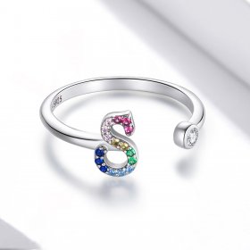 PANDORA Style Colorful Letter-S Open Ring - SCR723-S