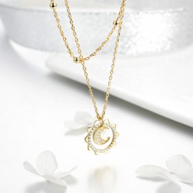 Silver Sun & Moon Necklace - PANDORA Style - SCN305