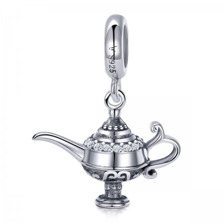 Pandora Style Silver Bangle Charm, Aladdin\'s Lamp - SCC703