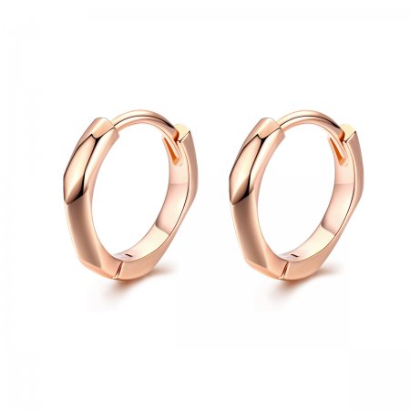 Pandora Style Rose Gold Hoop Earrings, Simple - BSE119