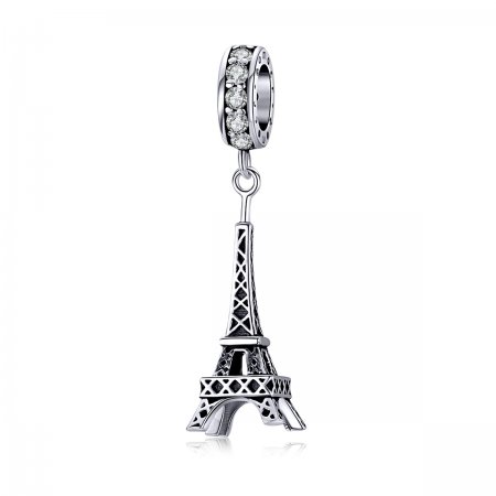 Pandora Style Silver Bangle Charm, Paris Eiffel Tower - BSC154