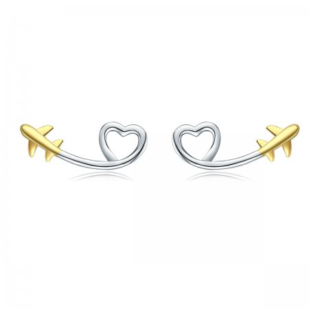 Silver & Gold-Plated Fly To Love Stud Earrings - PANDORA Style - SCE632