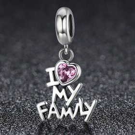 Pandora Style Silver Bangle Charm, I Love My Family - SCC251