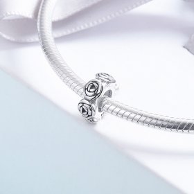 Pandora Style Silver Spacer Charm, Rose Wreath - SCC596